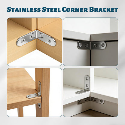 30 Pcs Heavy Duty Stainless Steel L Brackets, 1.57"x1.57" White Corner Braces, 90 Degree Right Angle Metal Brackets with Screws for Wood Furniture, Cabinets, Chairs, Tables, Shelves, DIY Projects