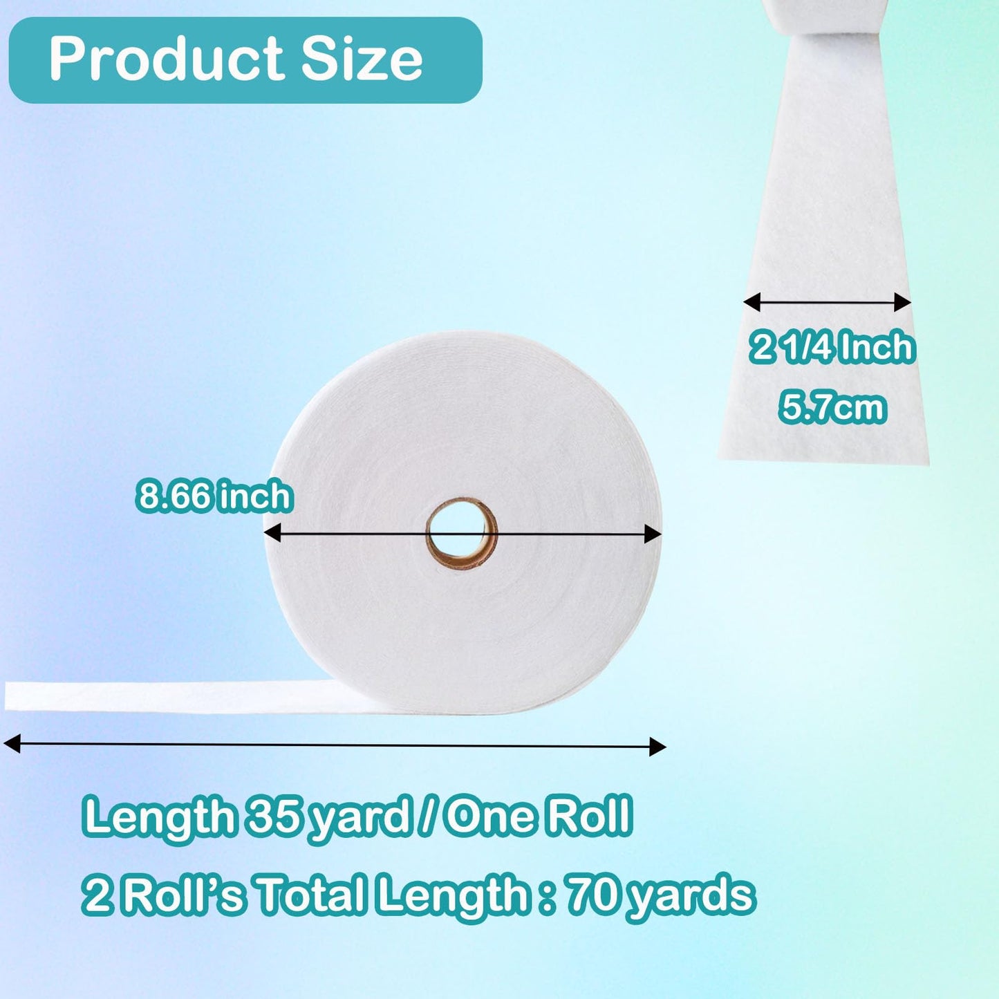 Yamamine 2 Roll Jelly Roll Batting Strip 2 1/4 Inch Cotton Blend Fleece Batting On A Roll Total 70 Yards for Jelly Roll Rugs,Throw Rugs,Braided Rug