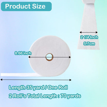 Yamamine 2 Roll Jelly Roll Batting Strip 2 1/4 Inch Cotton Blend Fleece Batting On A Roll Total 70 Yards for Jelly Roll Rugs,Throw Rugs,Braided Rug