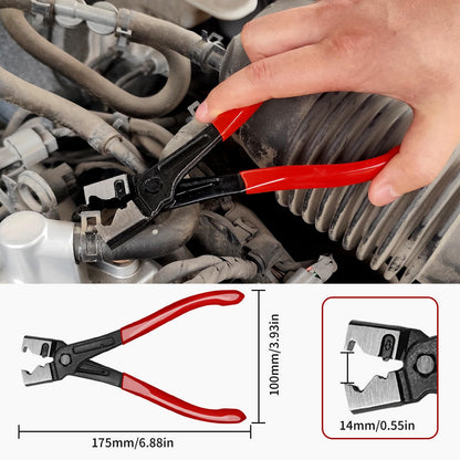 WISEUP 4PCS Hose Clamp Pliers Set - Includes 27" Long Reach Wire Spring Plier, Clic-R Type Pliers, Hose Remover & Flat Band Clamp Tool - for Automotive Fuel, Oil, Coolant, Radiator Hoses