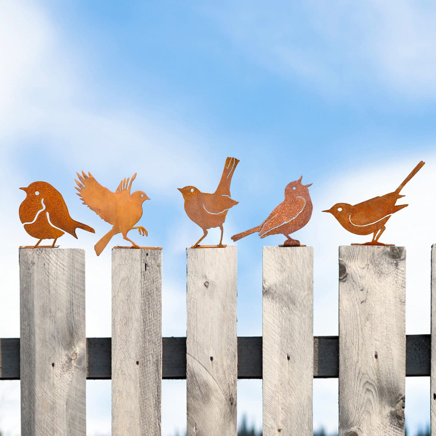 Reagia 5pcs Rusty Birds with Screws Birds Garden Silhouette Decoration Decorative Rusty Metal Garden Yard Art Metal Birds Bird Ornaments Patio Yard Landscape