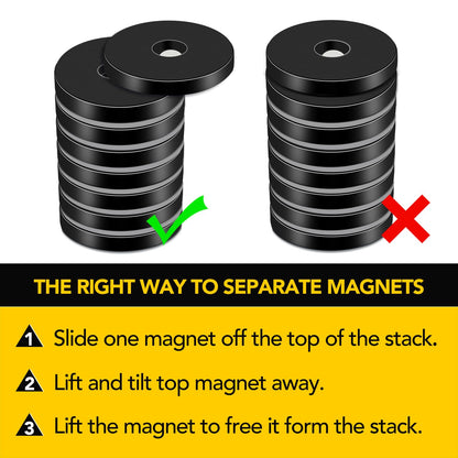 DIYMAG Black Epoxy Coated Disc Countersunk Hole Magnets, Permanent Rare Earth Magnets with Screws-8 Pack 1.26 inch x 0.2 inch