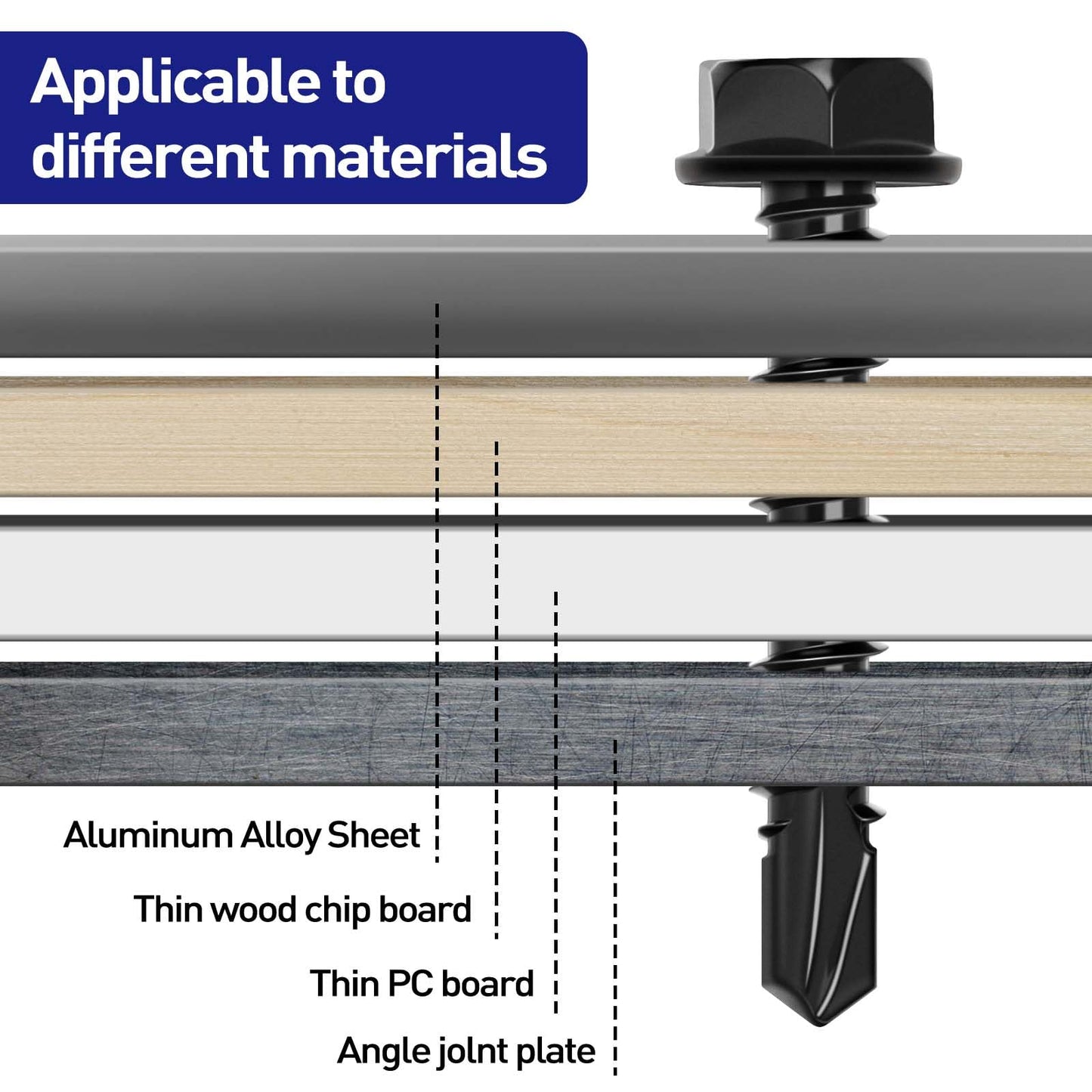 #14 x 3 Hex Washer Head Self Tapping Screws, TEK Screws, Self Drilling, Stainless Steel 410 Sheet Metal Screws, Black Finish, 25 PCS