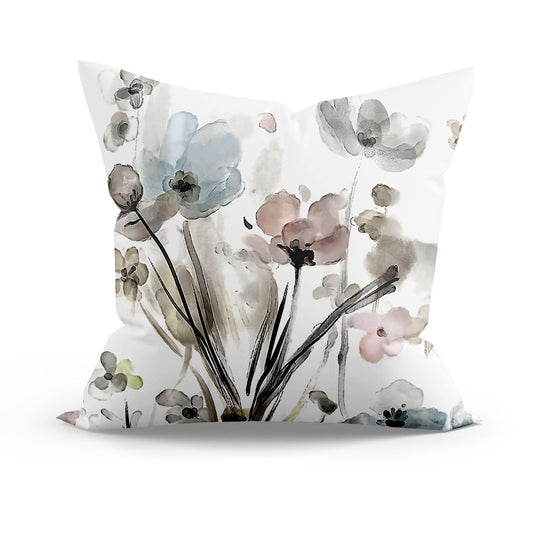 Bicuces Flowers Pillow Covers 18x18 Inches Short Velour Throw Pillow Covers Elegant Watercolor Decorative Cushion Cases Suitable for Sofa Bedroom Living Room Window Office Car Home Decor (Grey)