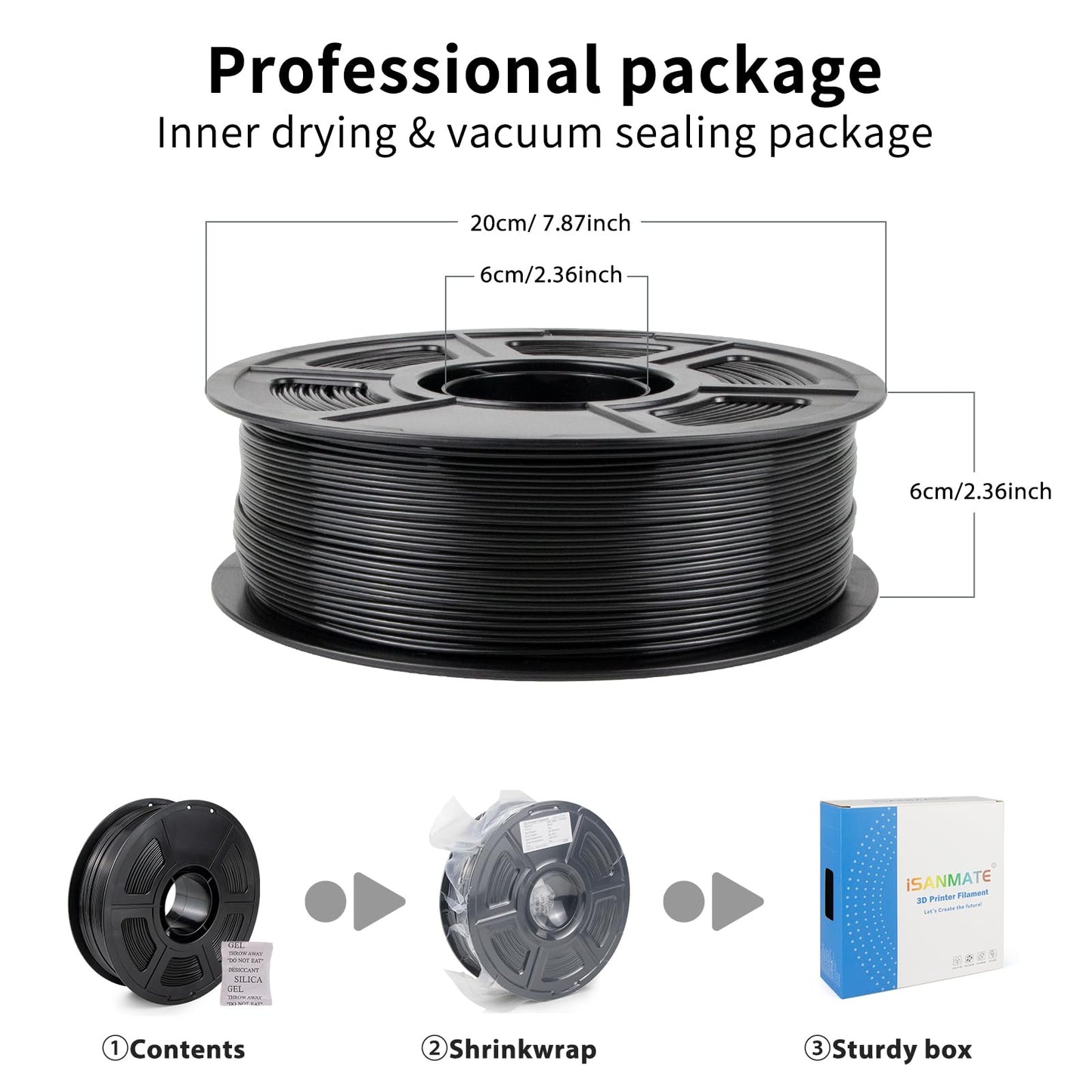iSANMATE ASA Filament 1.75mm Black 1KG, UV & Weather Resistant 3D Printer Filament Perfect for Outdoor Functional Parts, Dimensional Accuracy +/- 0.02mm, 1kg Spool (2.2lbs)