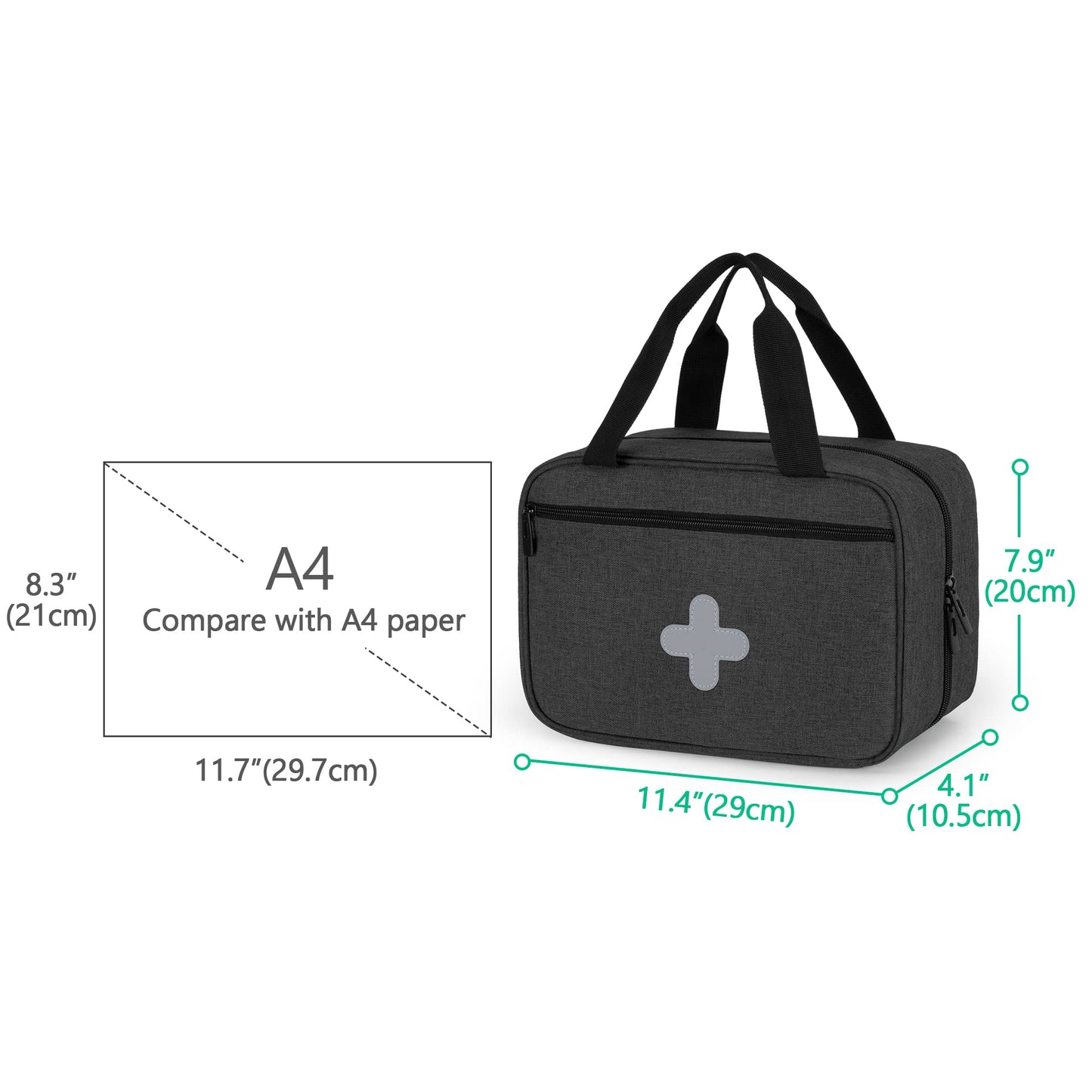CURMIO Small First Aid Bag, Empty Emergency Trauma Kit Organizer Bag for Hiking, Camping, Car, Travel, Home and Outdoor, Accessories Not Included, Empty Bag, Black