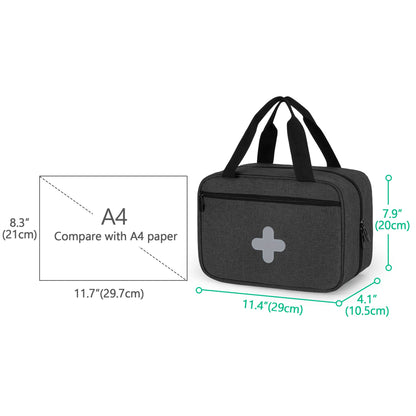 CURMIO Small First Aid Bag, Empty Emergency Trauma Kit Organizer Bag for Hiking, Camping, Car, Travel, Home and Outdoor, Accessories Not Included, Empty Bag, Black