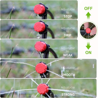 Rolcoassuns 200Pcs Adjustable Drip Irrigation Emitters, 1/4Inch Adjustable Micro Drip Irrigation System Watering Sprinklers Anti-Clogging Emitter Dripper Garden Supplies (Red)