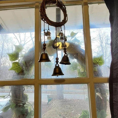 yuandan Handmade Witch, Wreath Witch Bells Door Hangers Hanging Witch Bells Handle Pendant Rattan for Home Door Decorationfor