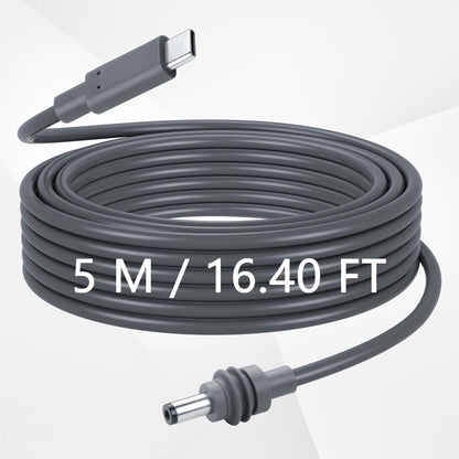 CERRXIAN Starlink Mini USB C to DC Power Cable, PD100W Input, Waterproof, Gray, 16.4ft (5m), Replacement for Starlink Mini