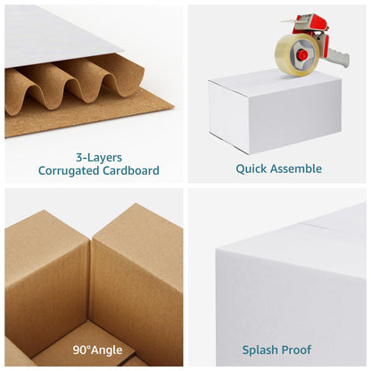 SPEPLA Shipping Boxes 10x7x5 Set of 6, White Corrugated Cardboard Box for Mailing Business Packaging
