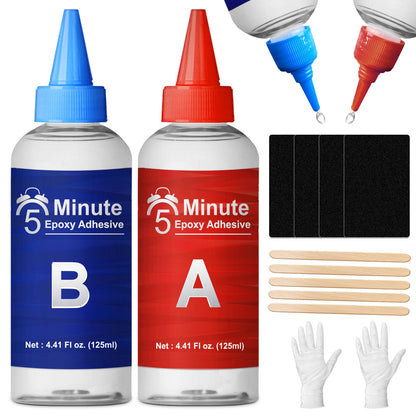 WAN2TLK 5 Minute Epoxy Glue, 250ml Epoxy Resin Glue Kit, High Viscosity Fast Curing Clear 2 Part Epoxy Glue for Wood, Metal, Glass, Ceramics, Concrete, Carbon Fiber, etc