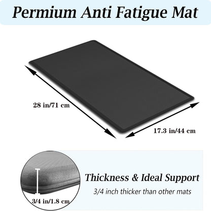 Artnice Kitchen Mats for Floor, 0.75" Cushioned Anti Fatigue Mat, Memory Foam Kitchen Rug, Non Slip Waterproof Comfort Mat for Standing, Home, Office (17.3" x 28", Black)
