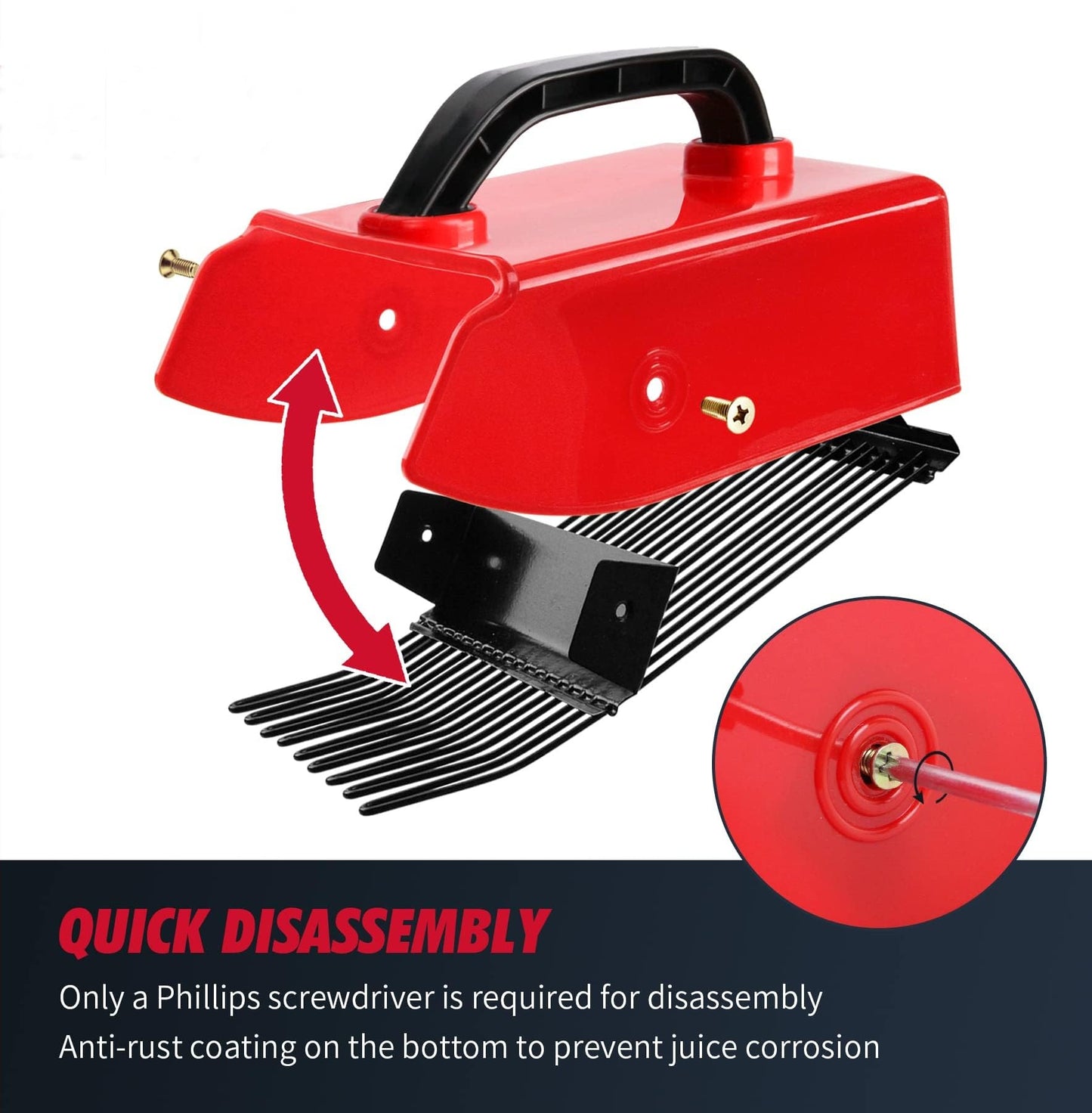 VicBre Berry Picker with Metal Comb Plastic Blueberry Scoop Rake Red-Black