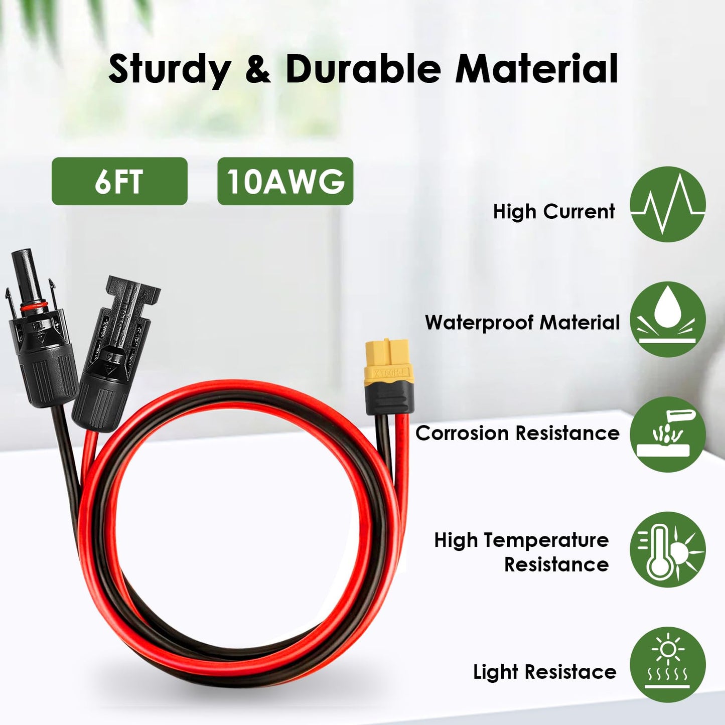 MOOKEERF Solar to XT60 Extension Cable 10AWG 6FT Solar Connector to XT60 Adapter Cable for Portable Power Station Battery Pack