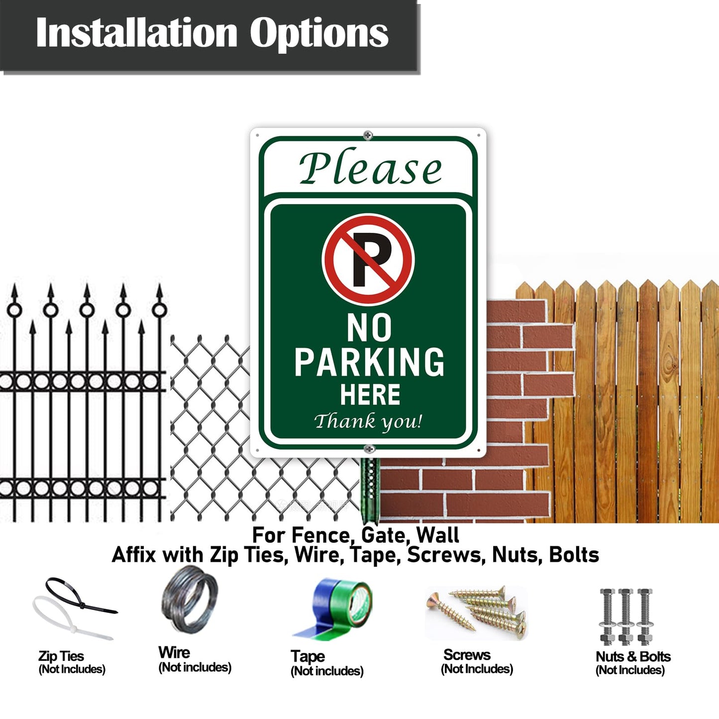 Clotide 2 Pack No Parking Here Sign, 10" x 14" Aluminum Private Property Sign, UV Resistant, Scratch, Waterproof and Weatherproof