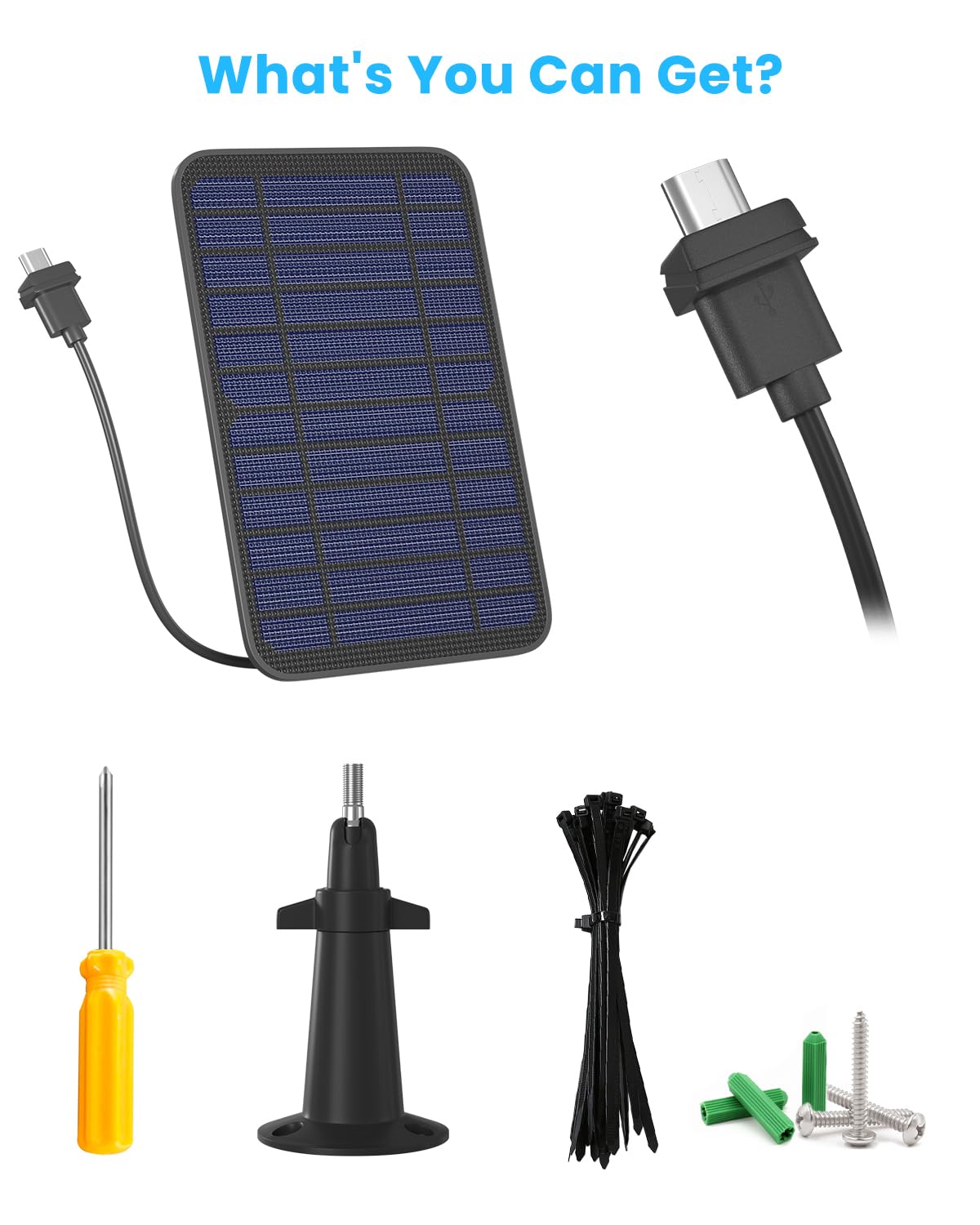 5W Solar Panel Charger Compatible with Blink Outdoor/Outdoor(3rd Gen)/XT XT2 Camera, Solar Panel for Blink Camera, 13.1ft Charging Cable & Rubber Plug, IP65 Weatherproof with Secure Wall Mount, 1 Pack