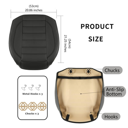 Vankerful Leather Front Car Seat Covers,Bottom Seat Covers for Cars,Driver Car Seat Cushion Cover,Waterproof,Anti-Slip,Full Wrap,for Most Vehicles,Sedan,Truck,SUV (Black, 1 PC, Parallel)