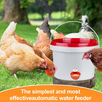 8PC Chicken Feeder & Waterer Combo Set - No Waste Automatic Poultry Feeders with Stopper Caps, 8 Ports & 8 Cups, Rodent-Proof Chick Waterer for Buckets, Chicken Coop Accessories,DIY Chicken Feeder