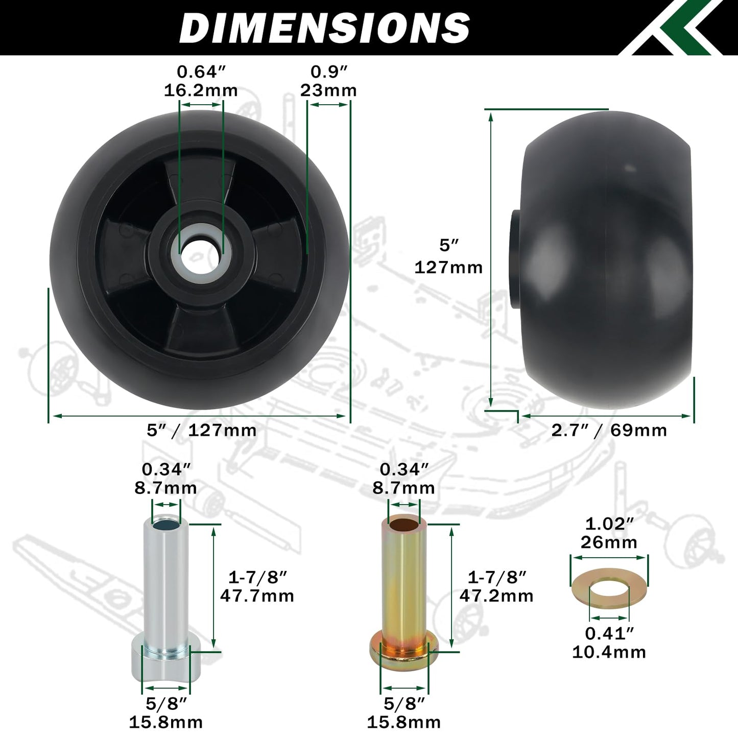 CheeMuii 4 Pack AM125172 Lawn Mower Deck Gauge Wheels Kit Fit for John Deere 48", 54", 60", 62“, 72" Deck Replace for AM125172 AM124706 210-300