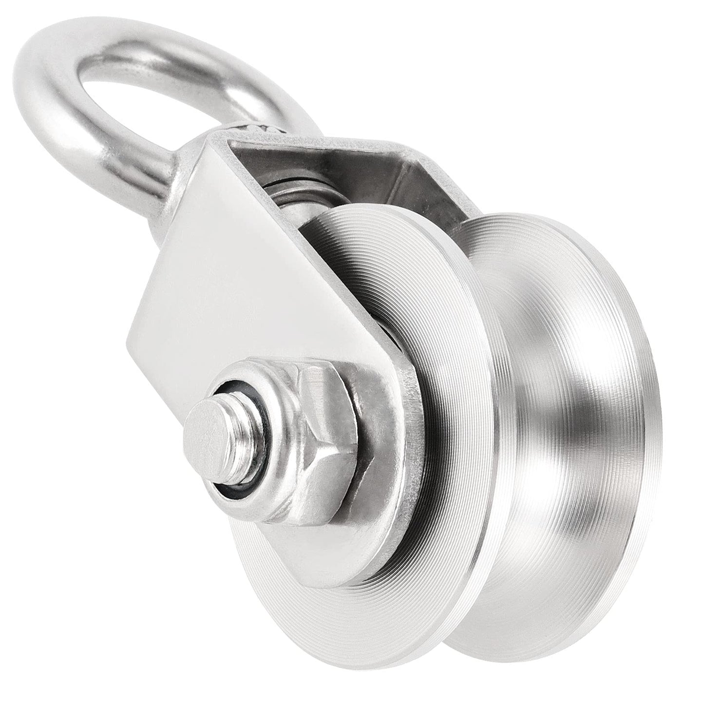 PINGEUI 2 Pack Cable Pulley Wheel, 304 Stainless Steel Heavy Duty Swivel Pulley for System Lifting Gym Equipment Clothesline, 441 Lbs Capacity