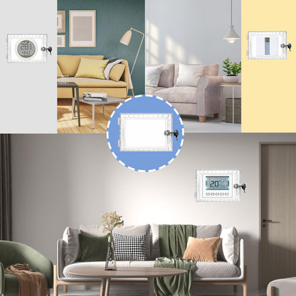 Universal Thermostat Lock Box with Key, Clear Large Thermostat Guard for Wall, Thermostat Cover with Lock for Thermostats 6.5" x 4" x 2" or Smaller (2)
