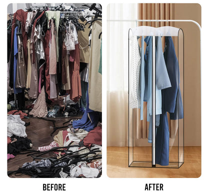 Clear Garment Bag For Hanging Clothes 50" Longth- 4 Pack 10" Gusseted Suit Bags For Closet Storage, Plastic Clothes Storage Bag For Suit Coat Dress, fur, Clothes Cover For Open Closet