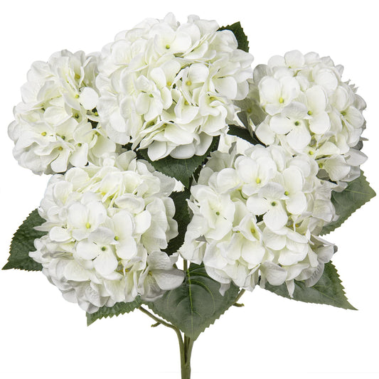 White Hydrangea Artificial Flowers Large Artificial Hydrangeas Silk Flower for Home Decor Indoor Wedding Flower Bouquets Faux Flowers Kitchen Centerpiece Table Decorations
