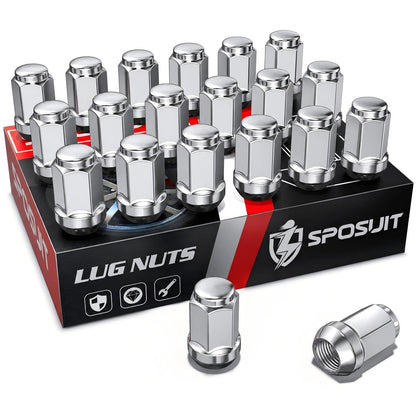 Sposuit 1/2-20 Lug Nuts - Replacement for 1990-2019 Ford Explorer, 2006-2014 Edge, 1982-2012 Ranger, 1964-1979/1994-2014 Mustang - Closed End Chrome Lug Nut(20 Pcs)