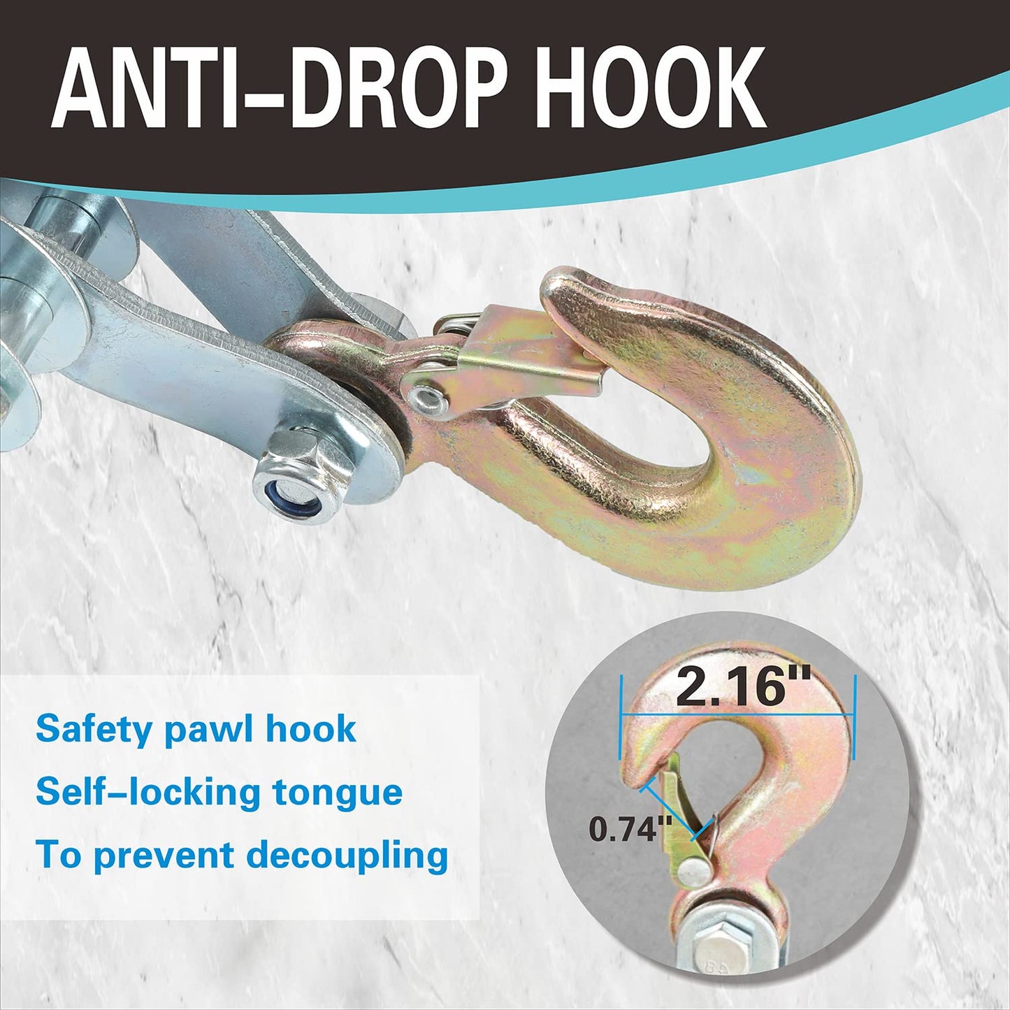 4000LB 65 Feet Rope Hoist Pulley Heavy Duty 2 Ton Wheel Block and Tackle System 7:1 Ratio Lifting Power