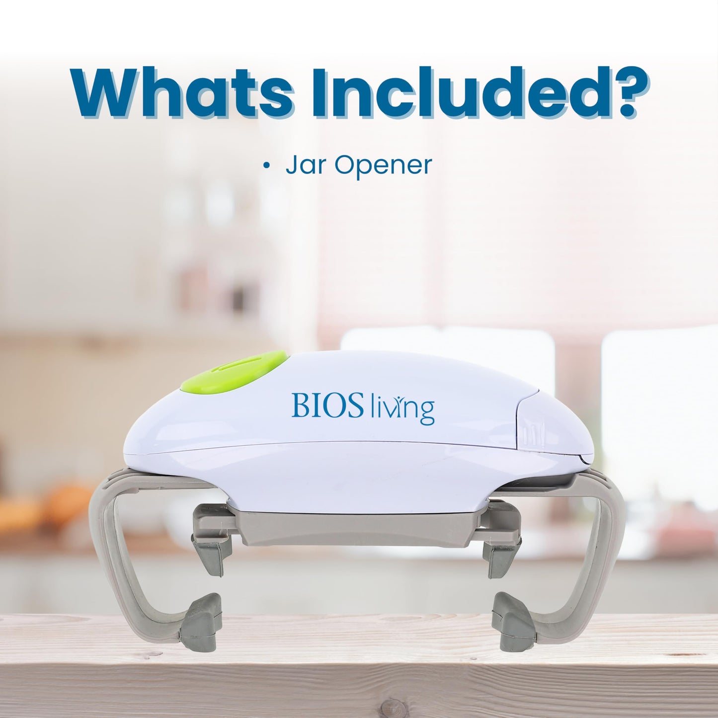 BIOS Living Electric Jar Opener – Automatic Hands-Free Jar Opener for Stubborn Lids, One-Touch Operation, Battery Powered