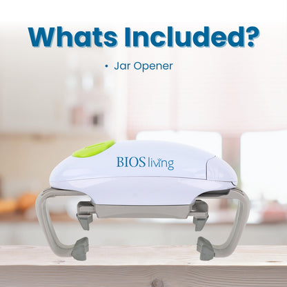 BIOS Living Electric Jar Opener – Automatic Hands-Free Jar Opener for Stubborn Lids, One-Touch Operation, Battery Powered
