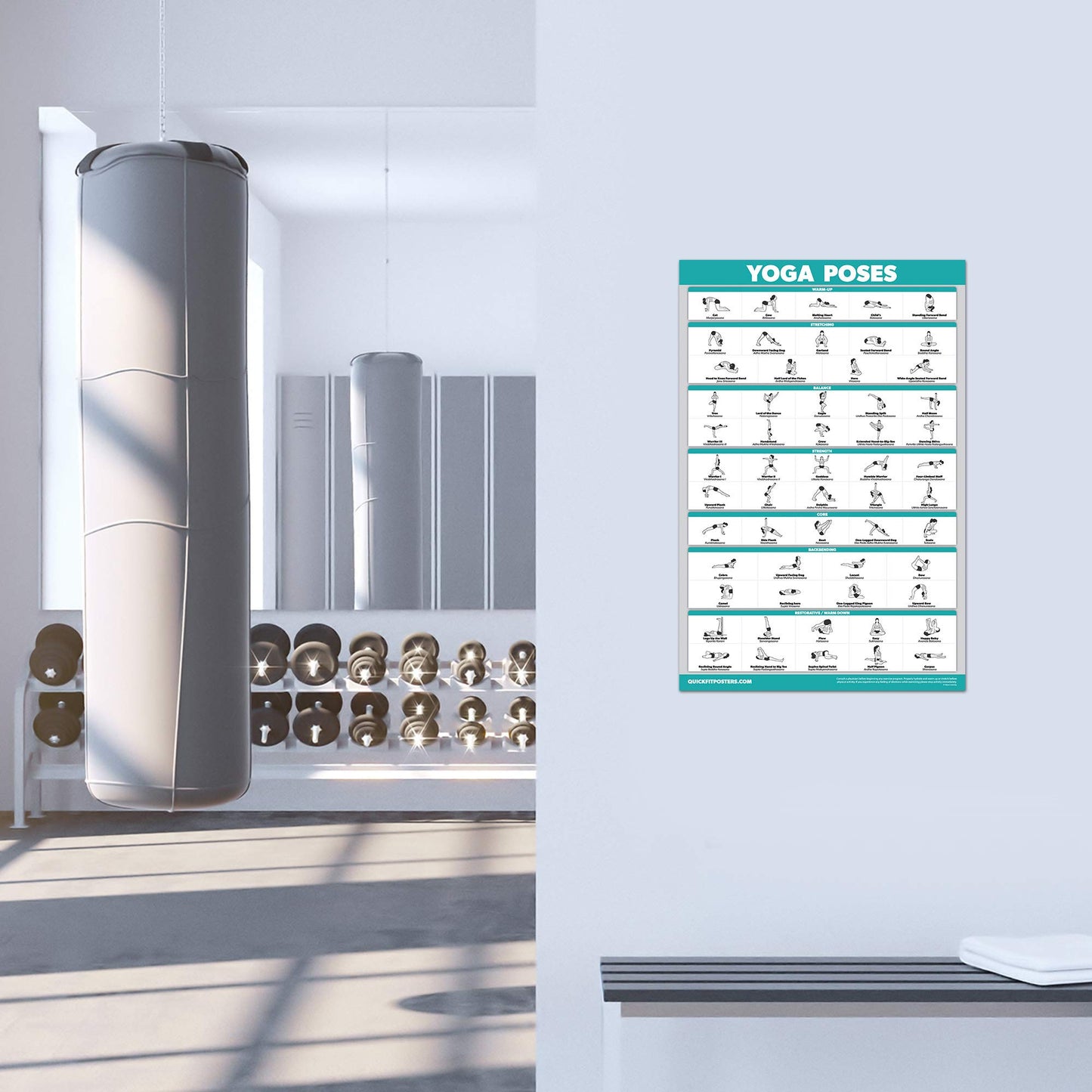 Palace Learning 4 Pack - Pilates Workout Volume 1 & 2 + Stretching + Yoga Poses - Exercise Poster Set (18" x 24", LAMINATED)