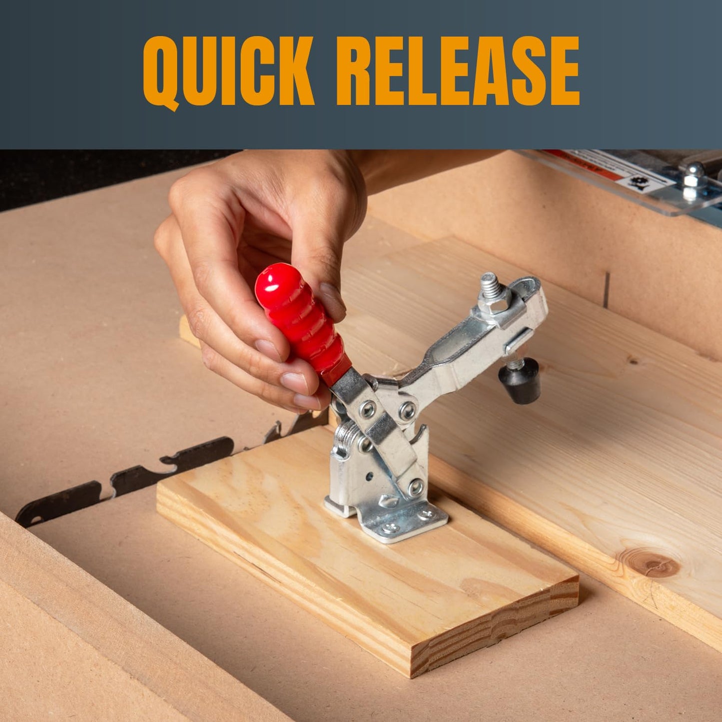 PowerTec 20335 Vertical Quick-Release Toggle Clamp, 500lbs Capacity, 12130, 2PK