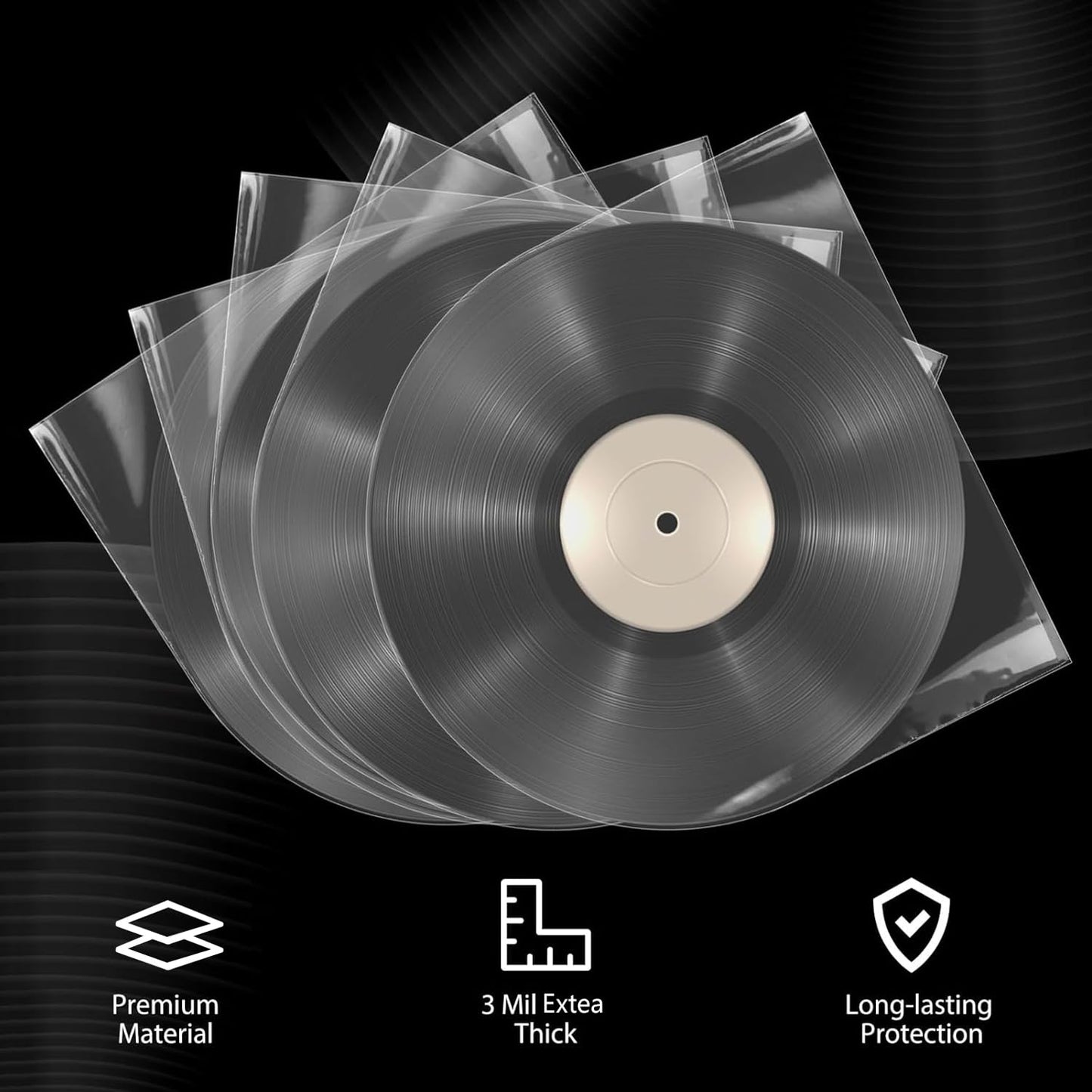 100 Vinyl Record Sleeves-Fits 12 Inch Single, Double, and Gatefold LPs - Protect Your Record Collection (Inner Sleeves-Round Bottom)