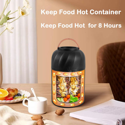 Vuzsbcmx Insulated Food Flask for Hot Food, 28 oz Insulated Food Jar with Folding Spoon and Foldable Fork, Leak Proof Double Wall Vacuum Insulated Soup Container Keep Food/Liquid Hot Or Cold