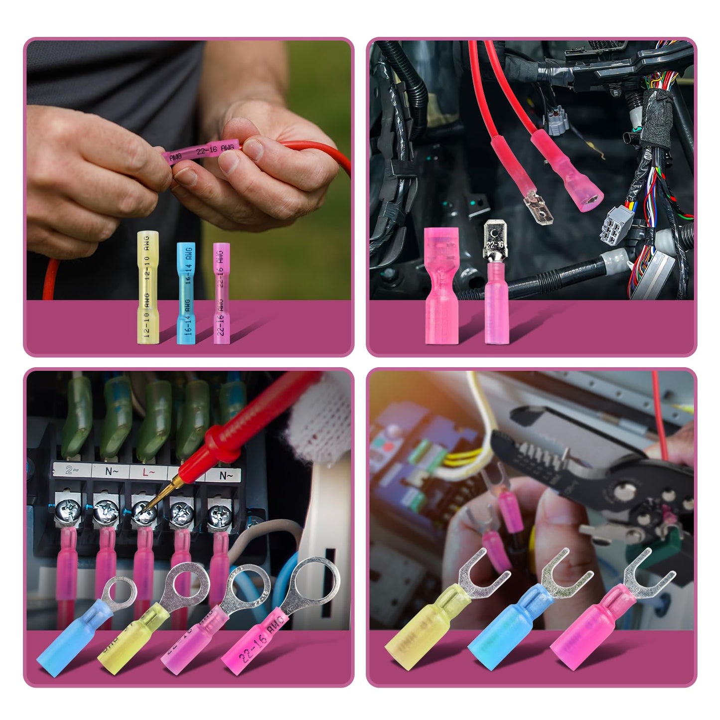 KYHSHJ Female Spade Connectors - Heat Shrink Spade Connector Kit - Quick Disconnect Wire Connectors - Electrical Spade Terminals - Blue 16-14AWG 150 PCS