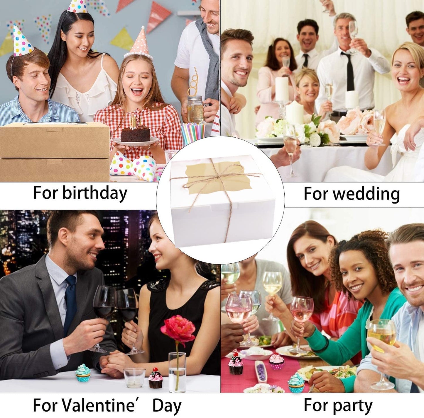 GUIFIER 30 Pieces 6 inch Bakery Box with Window, Small Cake Boxes, Cookie Boxes 6x6x3 in, Single Pastry Box, Paper Treat Brownie Boxes Gift Boxes for Cakes, Cookies, Cupcakes, Pies, Donuts (White)