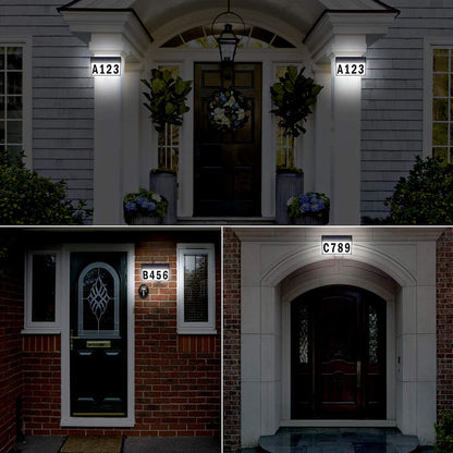 T-SUNUS Solar Address Sign, Dual-Color (3000K Warm & 6000K White) Illuminated House Numbers, Outdoor Waterproof LED Address Plaque with Auto On/Off, Easy Wall Mount for Mailbox Garage Yard