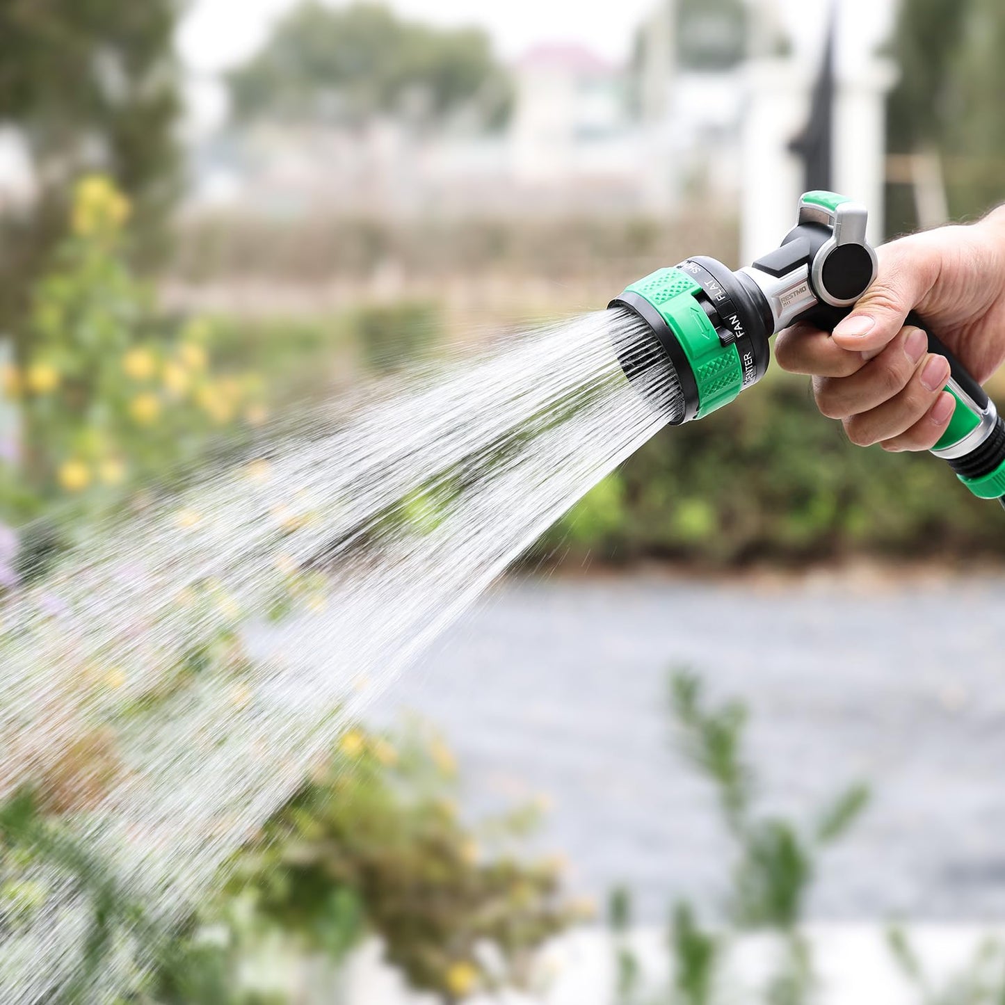 RESTMO Water Hose Nozzle Heavy Duty, Garden Hose Nozzle with 9 Adjustable Spray Patterns, High Pressure Hose Sprayer Nozzle with Flow Control for Watering Plants & Lawns, Washing Cars & Pets