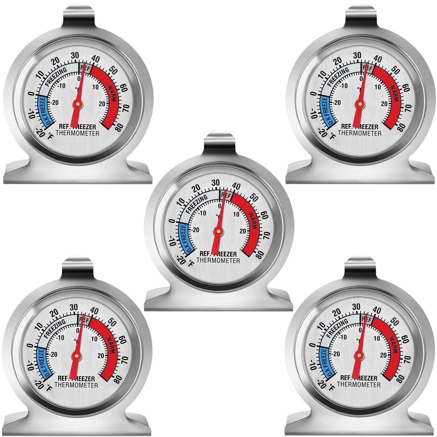 Refrigerator Thermometer, Large Dial Freezer Thermometer,Classic Series Temperature Thermometer for Refrigerator Freezer Fridge Cooler (5Pack)