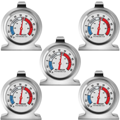 Refrigerator Thermometer, Large Dial Freezer Thermometer,Classic Series Temperature Thermometer for Refrigerator Freezer Fridge Cooler (5Pack)