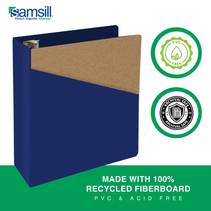 Samsill Durable 4 Inch Binder, Made in The USA, Locking D Ring Binder, Customizable Clear View Cover, Dark Blue, Holds 775 Pages