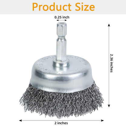 WUBOECE 10PCS Wire Cup Brush for Drill, High Carbon Steel Wire Drill Brush with 1/4" Hex Shank, Skilled in Handling Metal and Non-Metal Surfaces