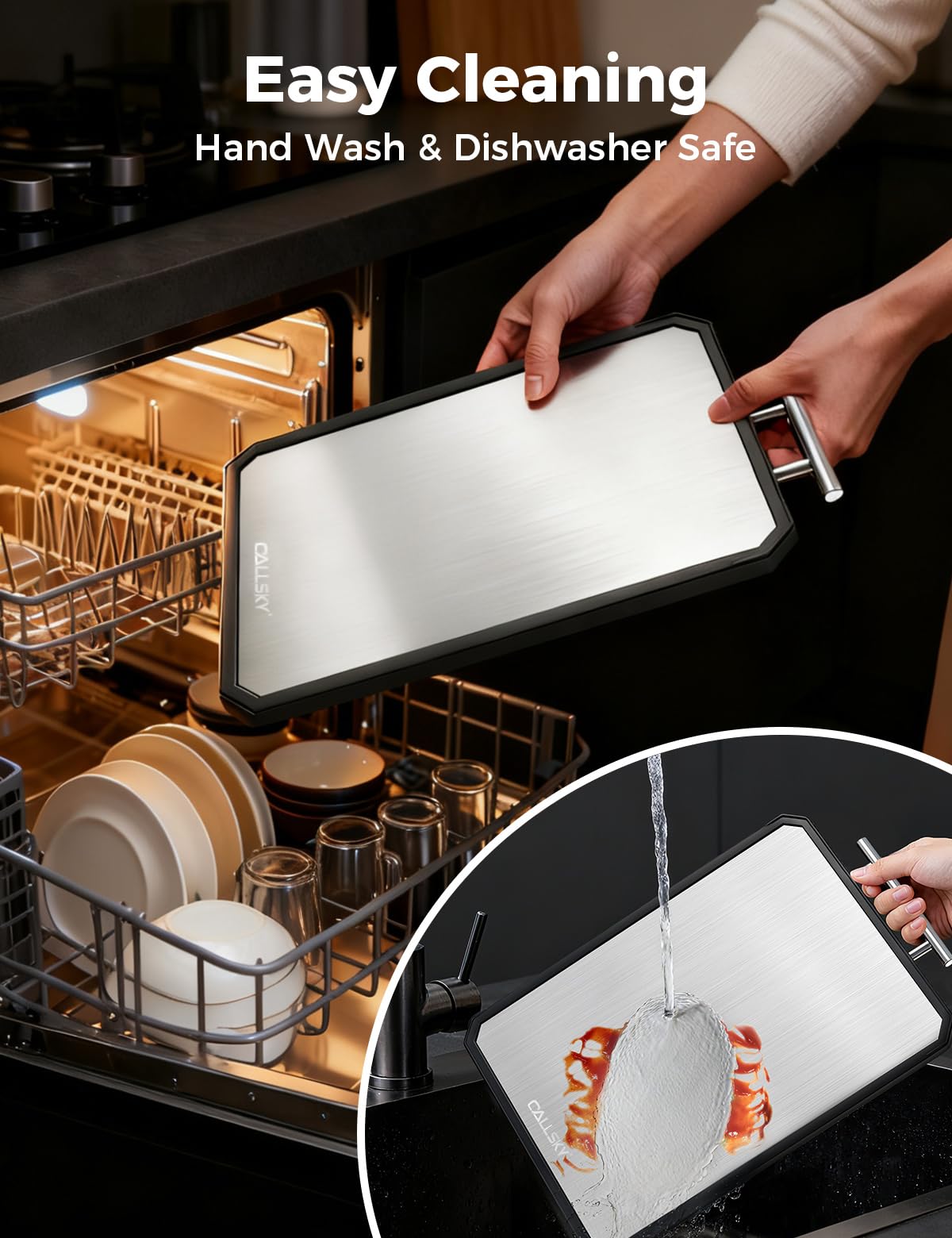 Titanium Cutting Board, Dual Sided Non-Toxic Cutting Boards, Food-Grade Metal and Plastic Chopping Board with Juice Groove for Kitchen Meat/Vegetables, Pure Titanium & Wheat Straw PP 16.3x11 in