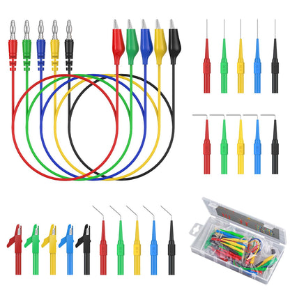 Neoteck 25PCS Back Probe Test Lead- 15PCS Back Probe Pins + 5PCS Banana Plug to Alligator Clip + 5 PCS Alligator Clips for Multimeter Diagnosis Circuit Testing