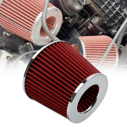 RYANSTAR RACING 63mm 2.5" High Flow Round Tapered Cone Cool Air Filter Cleaner with Top Filter Design Short 153mm Tall
