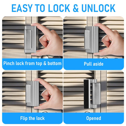 Steinwhale Home Security Door Reinforcement Lock 2Pack, Childproof Safety Door Lock Latch Inside Stopper, Add High Security to Prevent Home Unauthorized Entry, Aluminum Construction Finish