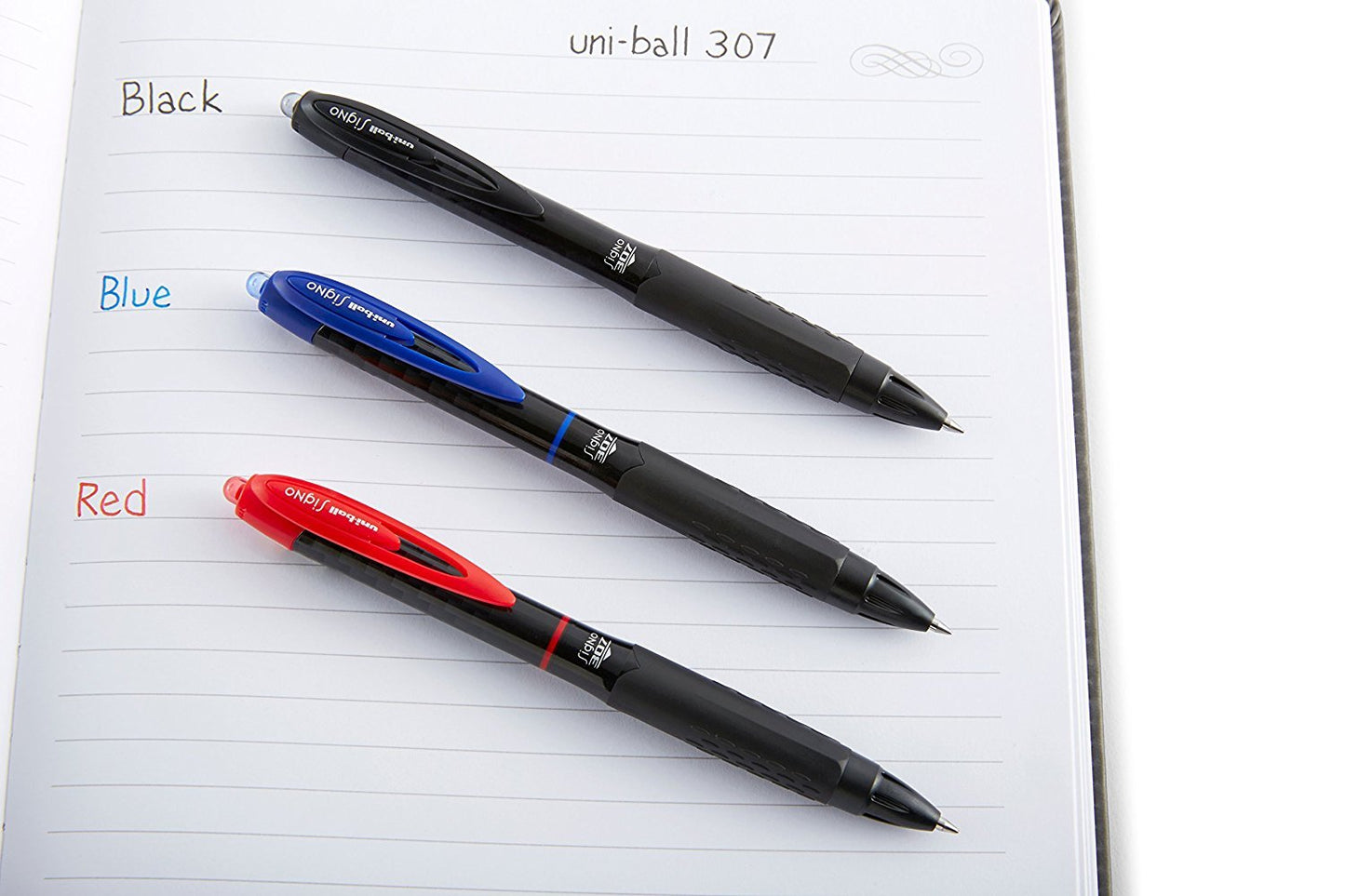 Uni-Ball 307 Retractable Gel Ink Pens, Medium Point 0.7mm, Pack of 6 (Blue)