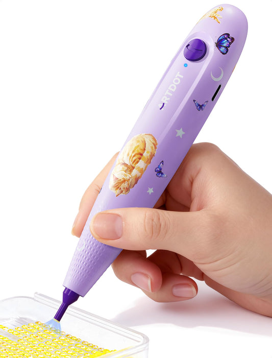 ARTDOT Electric Diamond Painting Pen Kits for Adults, Vacuum Cordless Diamond Art Pens Peinture Diamant Ergonomic Lightweight Design with Accessories and Tools Purple